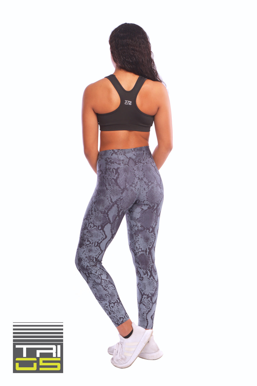 Printed Leggings High Waisted Black and Grey Color with Snake Skin Pattern  - Its All Leggings